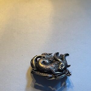 Vintage Capricorn Zodiac Silver Brooch by Cini